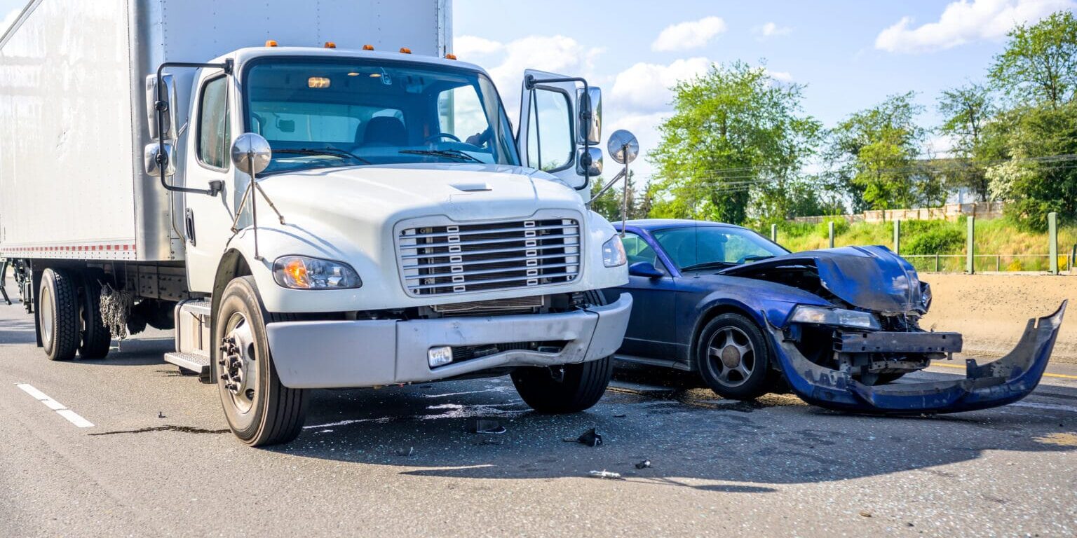 Road accident with damage to vehicles as a result of a collision